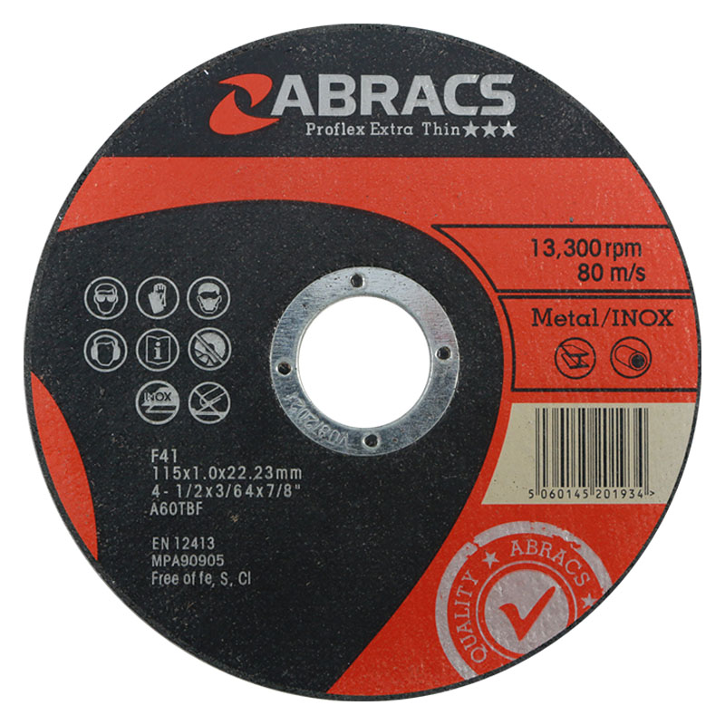 ABRACS PROFLEX EXTRA THIN 4.1/2" 115mm X 1mm CUTTING SLITTING METAL INOX DISCS 