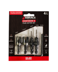 4pc Countersink Drill Bit & Plug Cutter Set